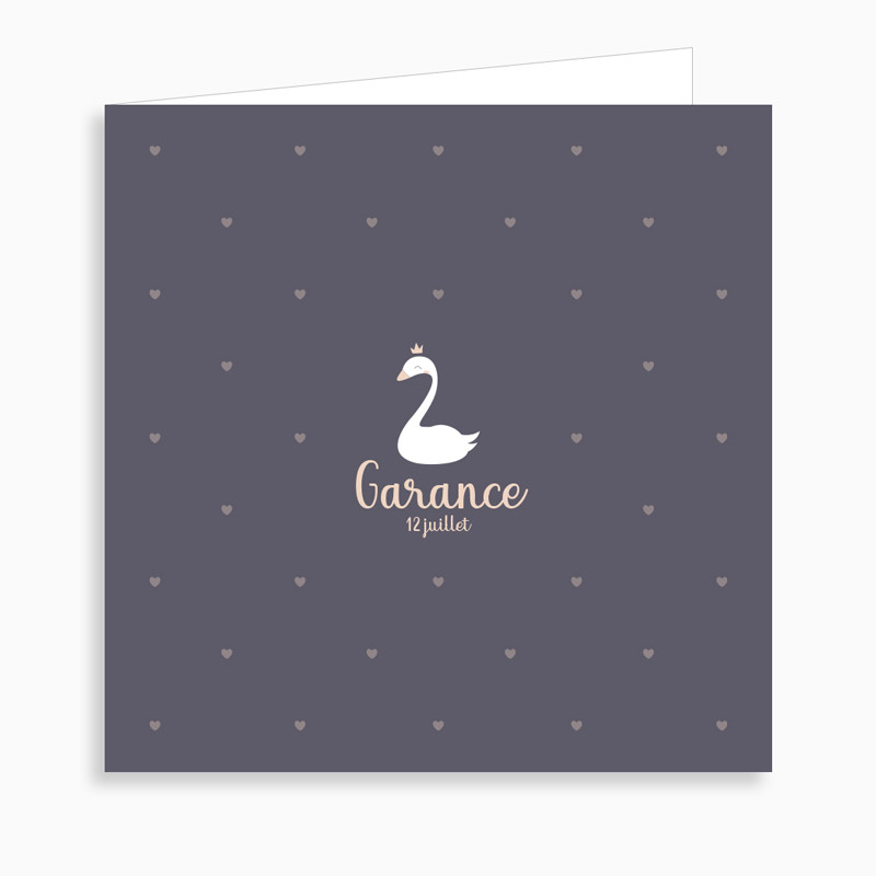 Faire-part de naissance petit cygne blanc (dépliant 4 pages)