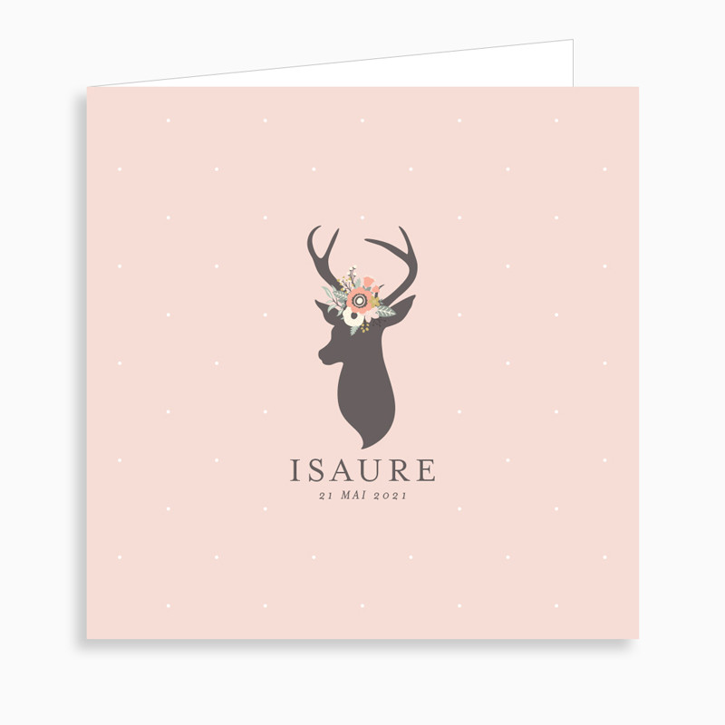 Faire-part de naissance biche bohème (dépliant 4 pages)
