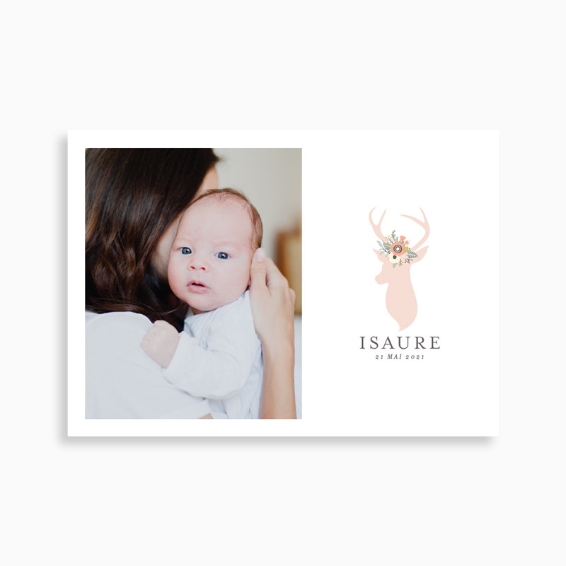 Faire-part de naissance biche bohème (carte postale)