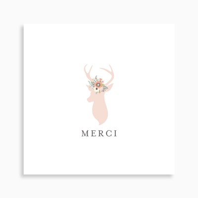 Carte de remerciement naissance jolie biche et sa couronne de fleurs
