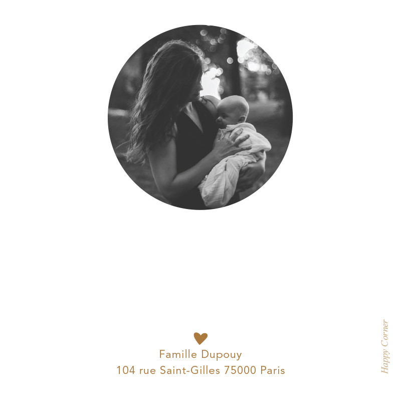 Carte de remerciement naissance arrosoir en fleurs, Choix du verso: Photo ronde