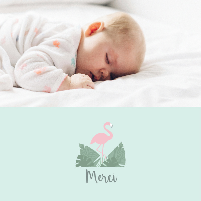 Carte de remerciement naissance flamant rose, Choix de la photo: Sur le recto