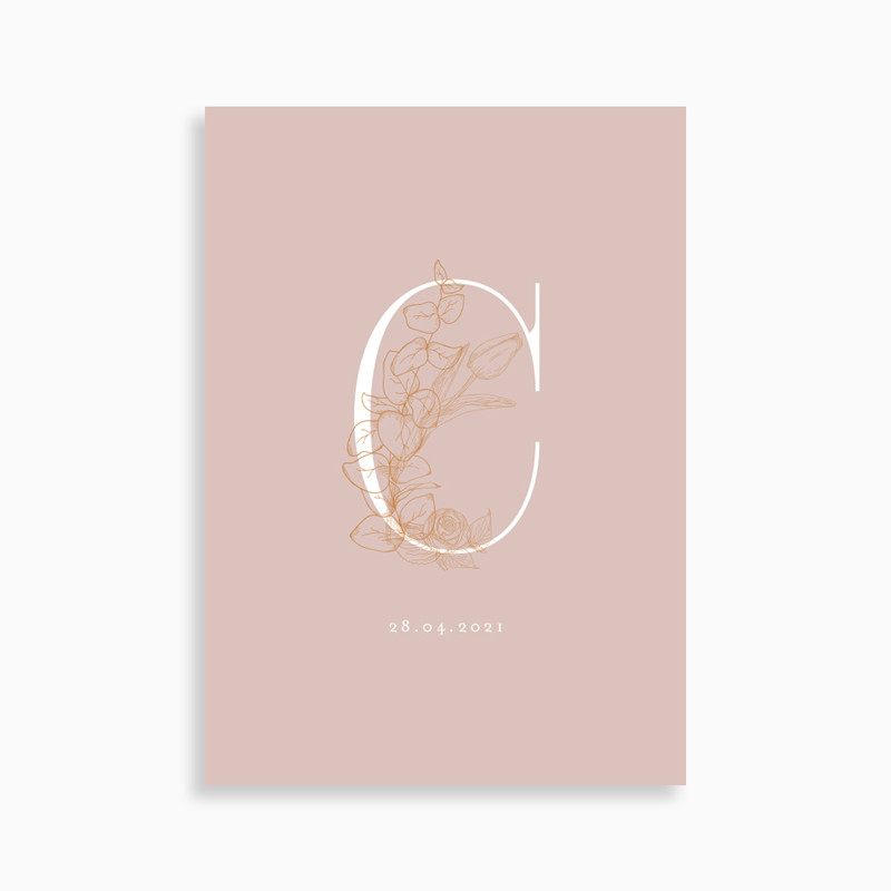 Faire-part de naissance monogramme pour fille (carte postale)