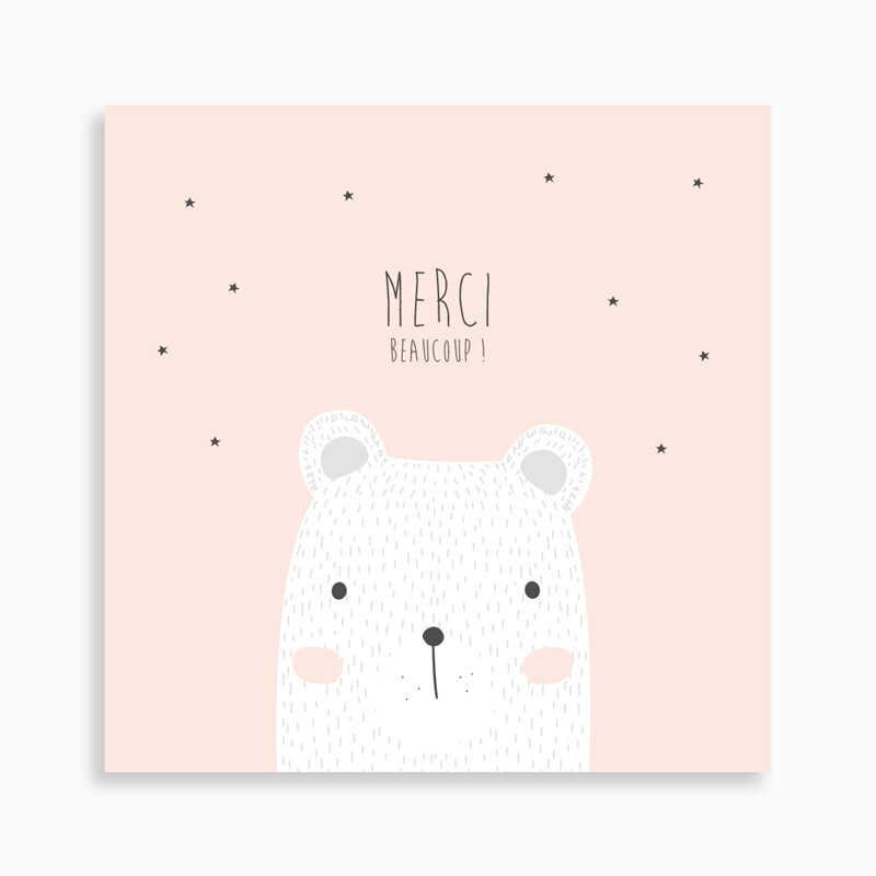Carte de remerciement naissance ourse polaire rêveuse