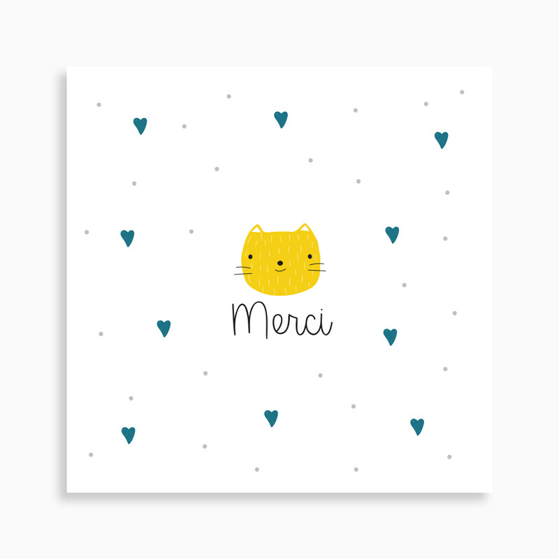 Carte de remerciement naissance petit chat