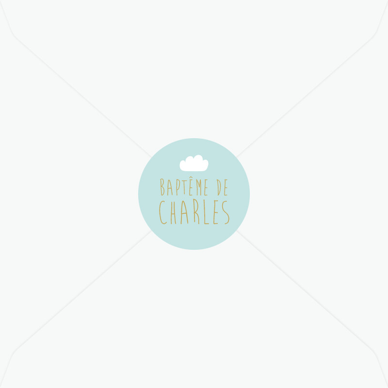 Stickers de baptême petit nuage pour garçon, Choix de la mise en page :: Prénom, Choix du coloris :: Sérénité