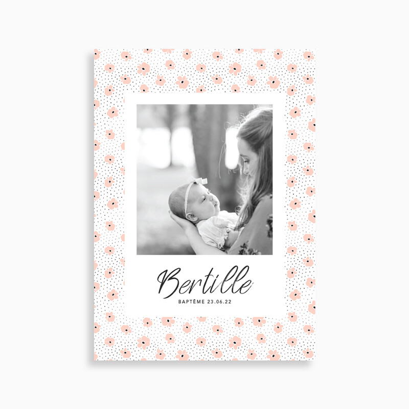 Faire-part de baptême liberty photo pour fille (carte postale)