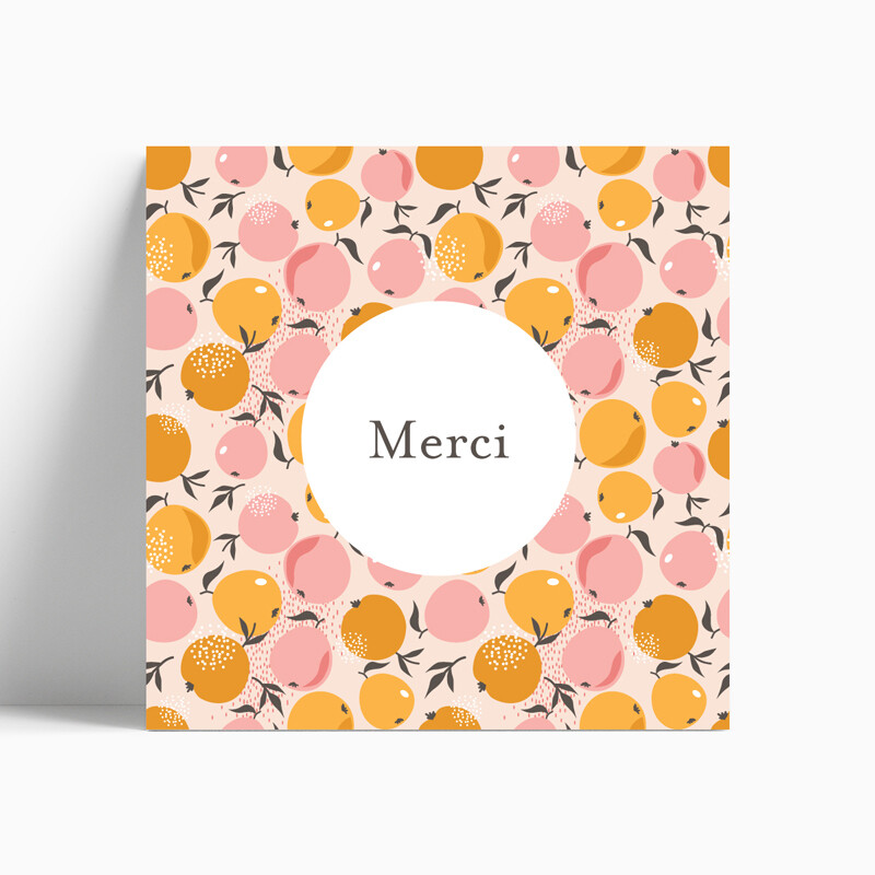 Carte de remerciement naissance motif pommes