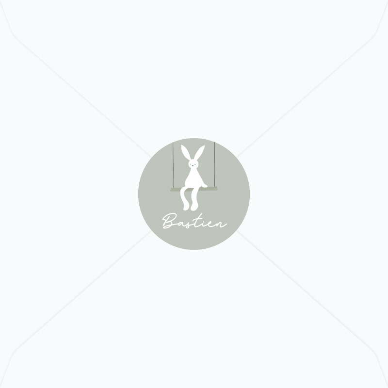 Stickers de naissance lapin sur sa balançoire, Choisissez votre mise en page: Prénom de bébé, Sélectionnez votre coloris: Fil de fer