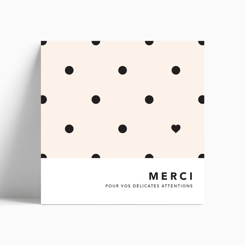 Carte de remerciement naissance à pois pour fille