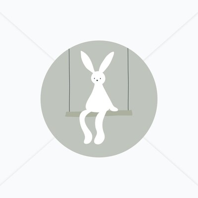 Stickers de naissance lapin sur sa balançoire