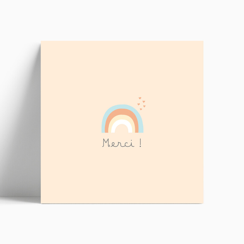 Carte de remerciement naissance arc-en-ciel pour fille