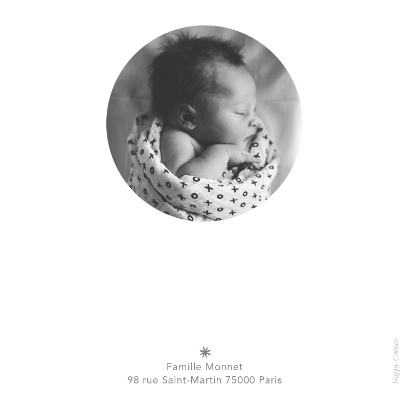 Carte de remerciement naissance ours polaire et son ourson, Forme de la photo: Ronde