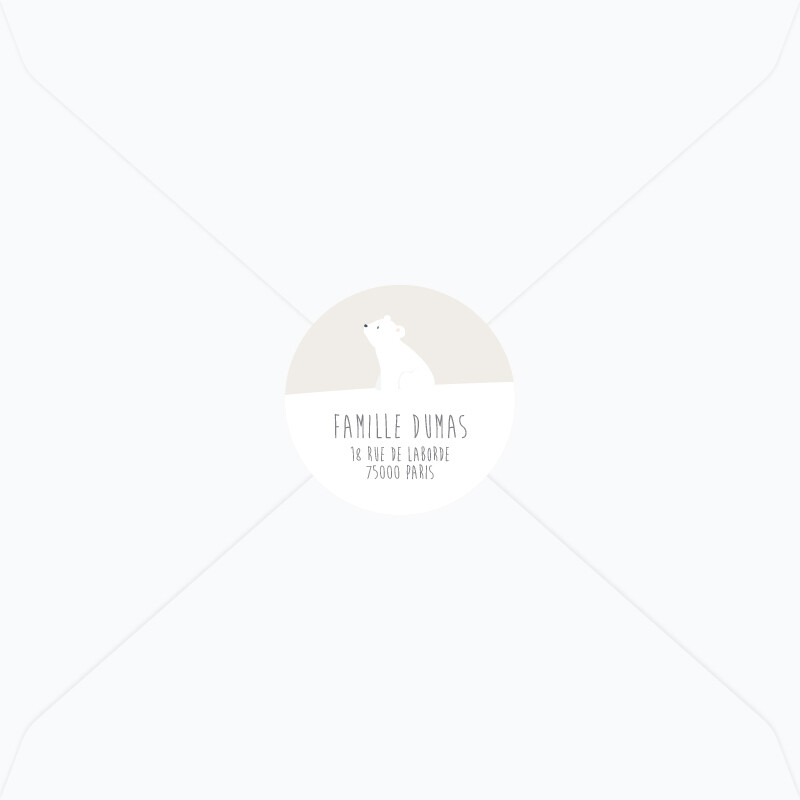 Stickers de naissance ourson blanc et lapin arctique, Choisissez votre mise en page: Ourson avec vos coordonnées