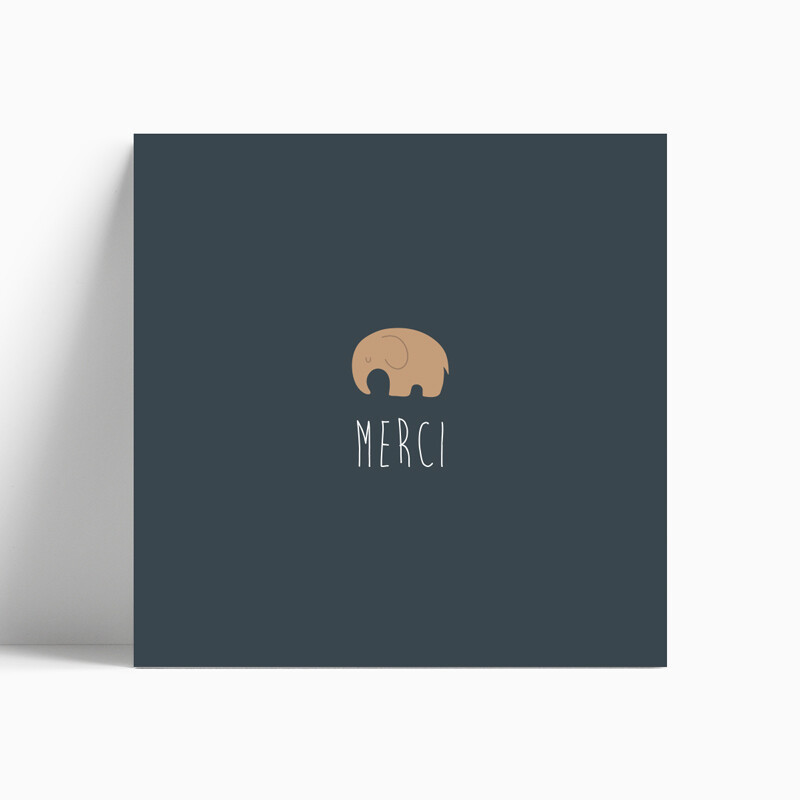 Carte de remerciement naissance éléphant pour faire-part bloomer