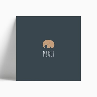 Carte de remerciement naissance éléphant pour faire-part bloomer