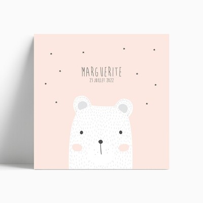 Faire-part de naissance ourse polaire rêveuse Faire-part de naissance ourse polaire rêveuse