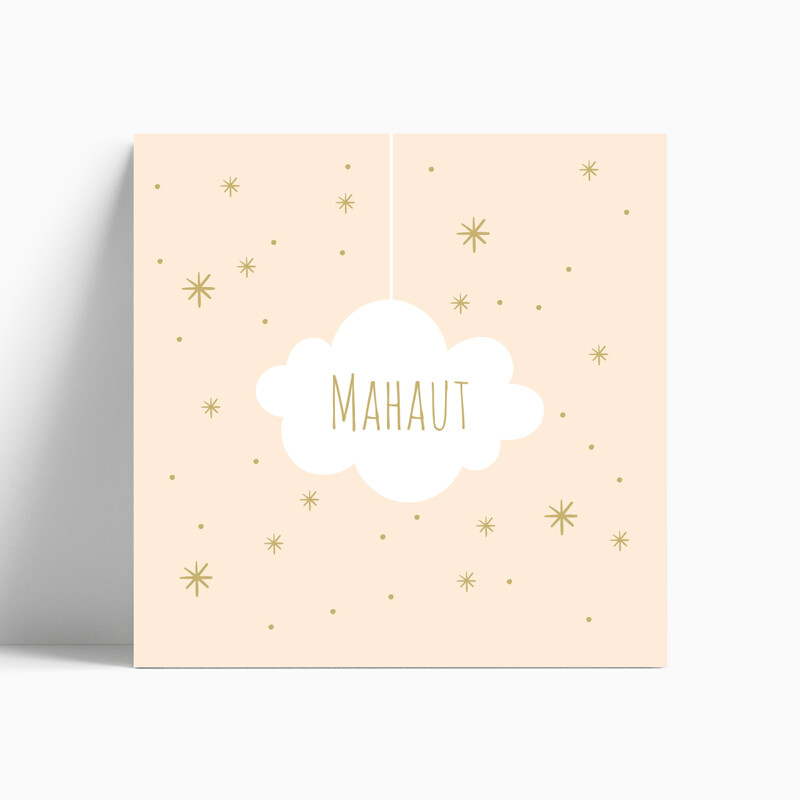 Faire-part de naissance nuage suspendu pour fille