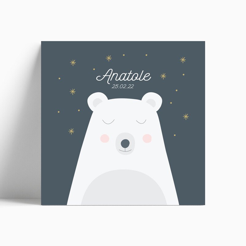 Faire-part de naissance ours polaire rêveur