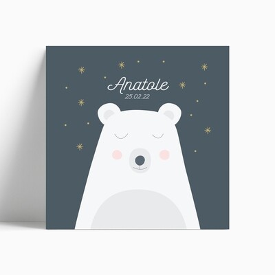 Faire-part de naissance ours polaire rêveur Faire-part de naissance ours polaire rêveur