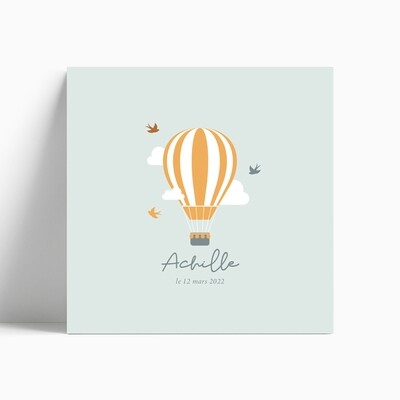 Faire-part de naissance montgolfière nuages ou étoiles