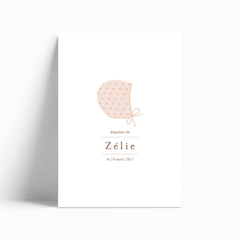 Faire-part de baptême béguin pour fille (carte postale)