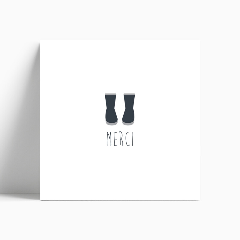 Carte de remerciement naissance bottes de pluie