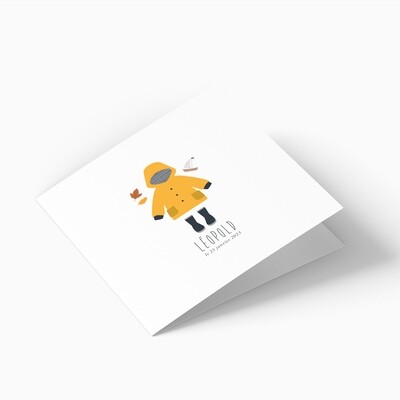 Faire-part de naissance ciré marin jaune 4 pages (dépliant)