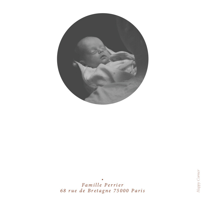 Carte de remerciement naissance herbier élégant, Forme de la photo: Photo ronde