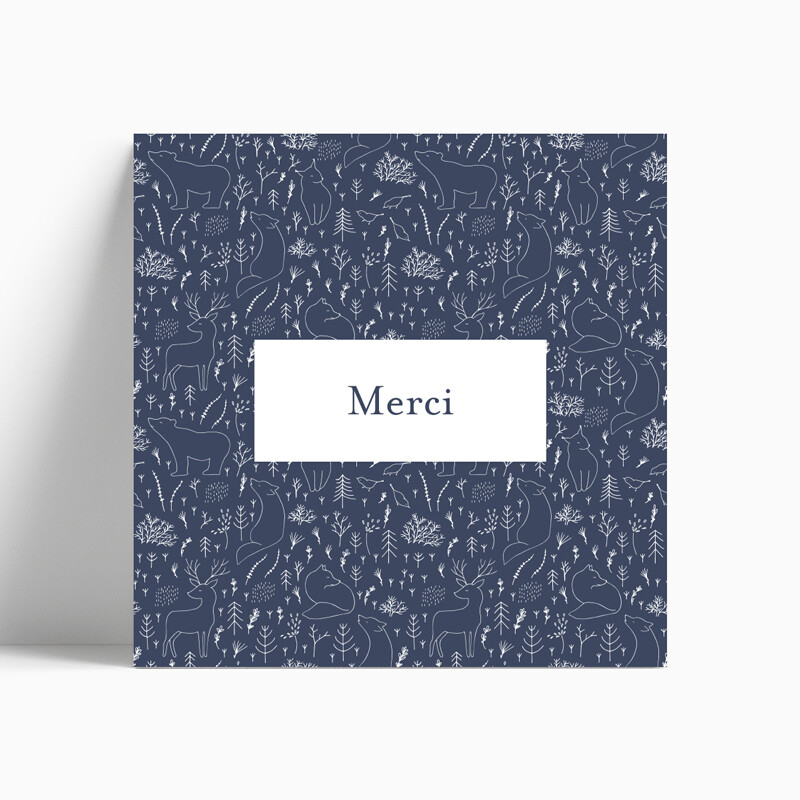 Carte de remerciement naissance animaux de la forêt