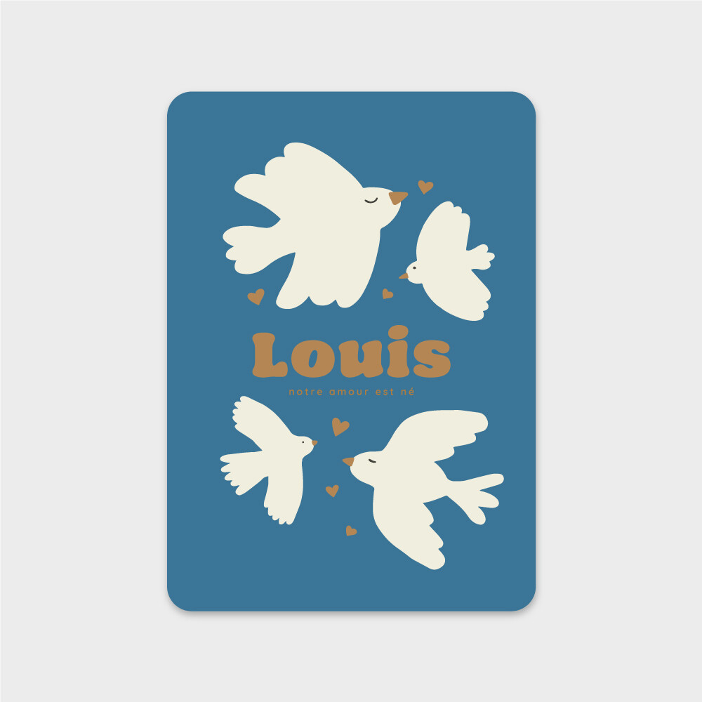Faire-part de naissance Là-haut (portrait) avec oiseaux dans le ciel