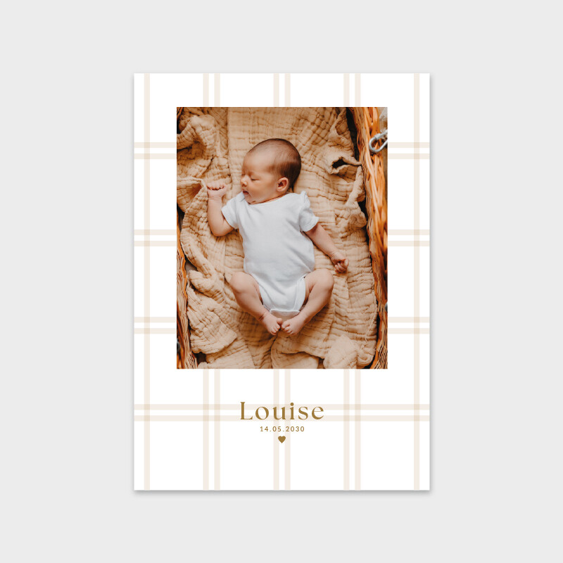 Faire-part de naissance motif carreau photo