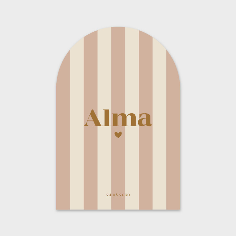 Faire-part de naissance &quot;Alma&quot; au format arche et son motif à rayures verticales