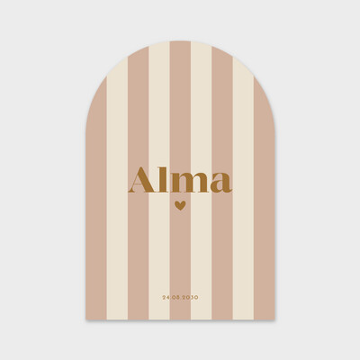 Faire-part de naissance &quot;Alma&quot; au format arche et son motif à rayures verticales