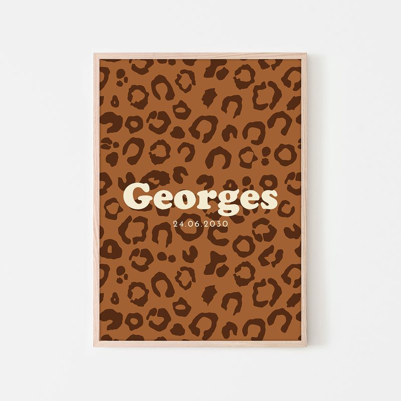Affiche prénom à personnaliser motif léopard &quot;Groarr!&quot;