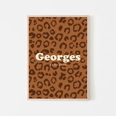 Affiche prénom à personnaliser motif léopard &quot;Groarr!&quot;