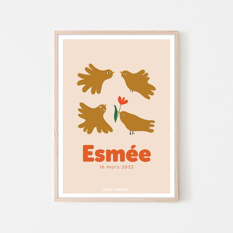 Affiche prénom à personnaliser &quot;Birdies&quot;
