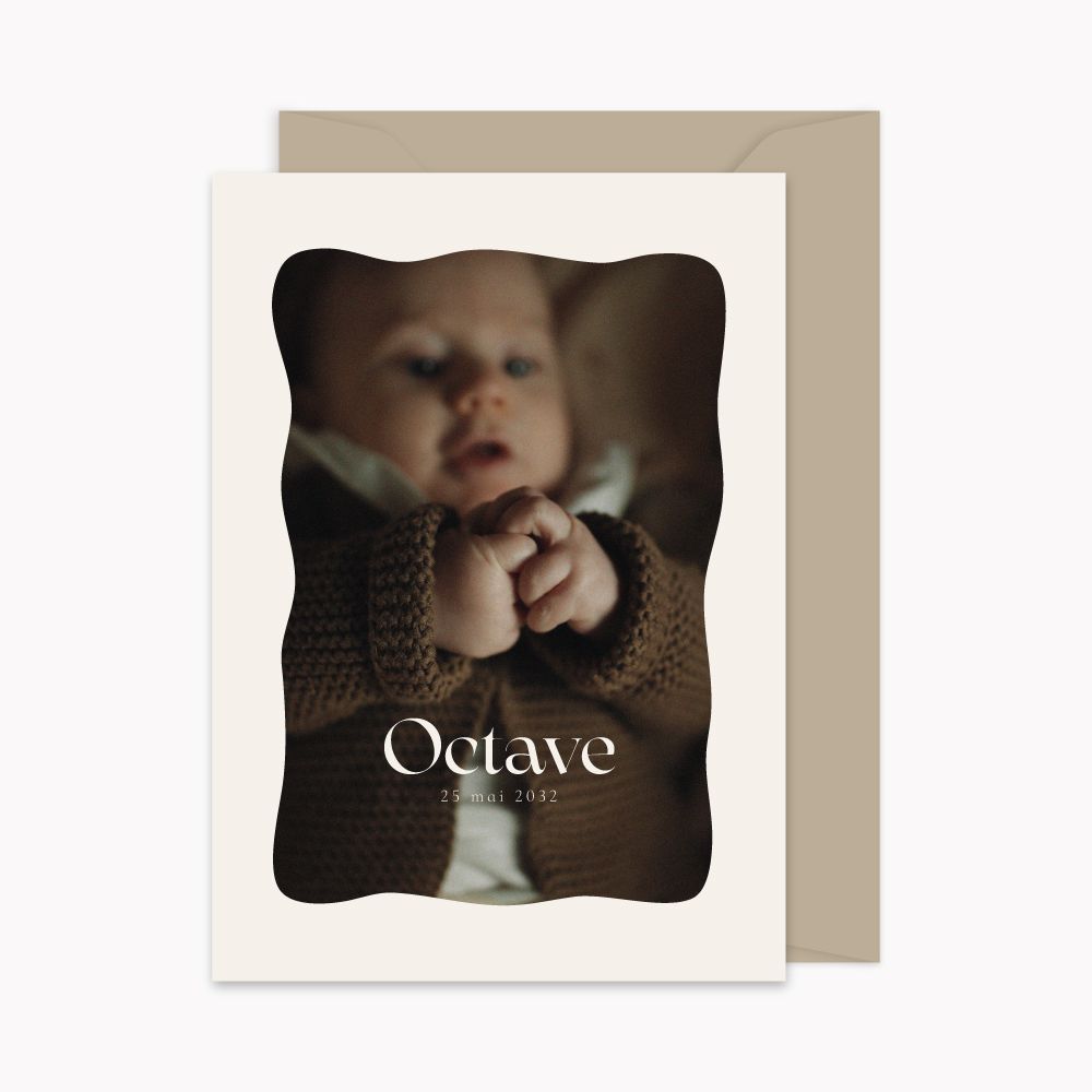 Faire-part de naissance photo avec bords ondulés octave