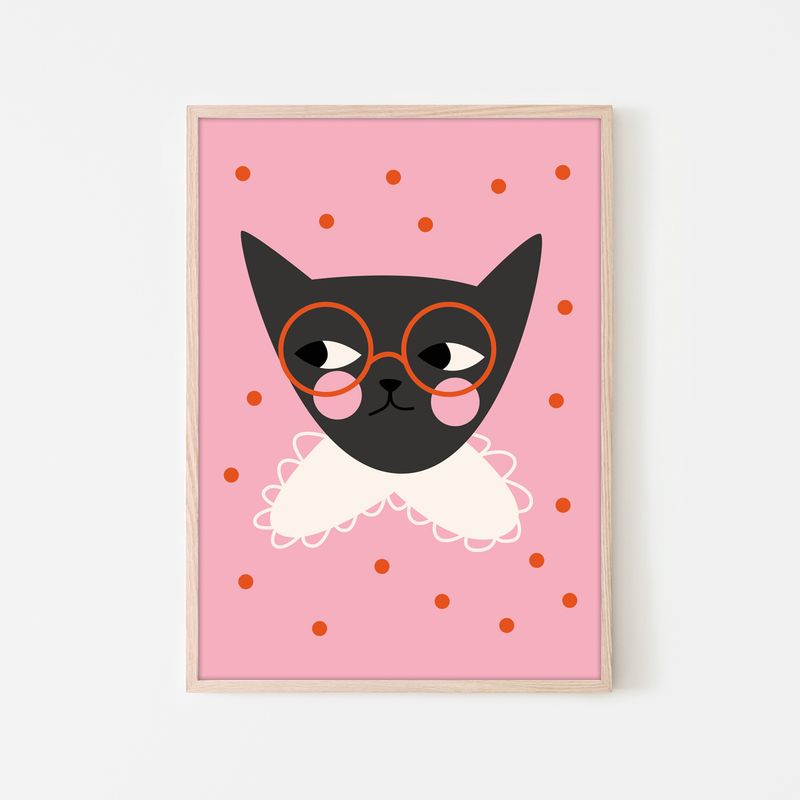 Affiche chat à lunettes &quot;Josette&quot;