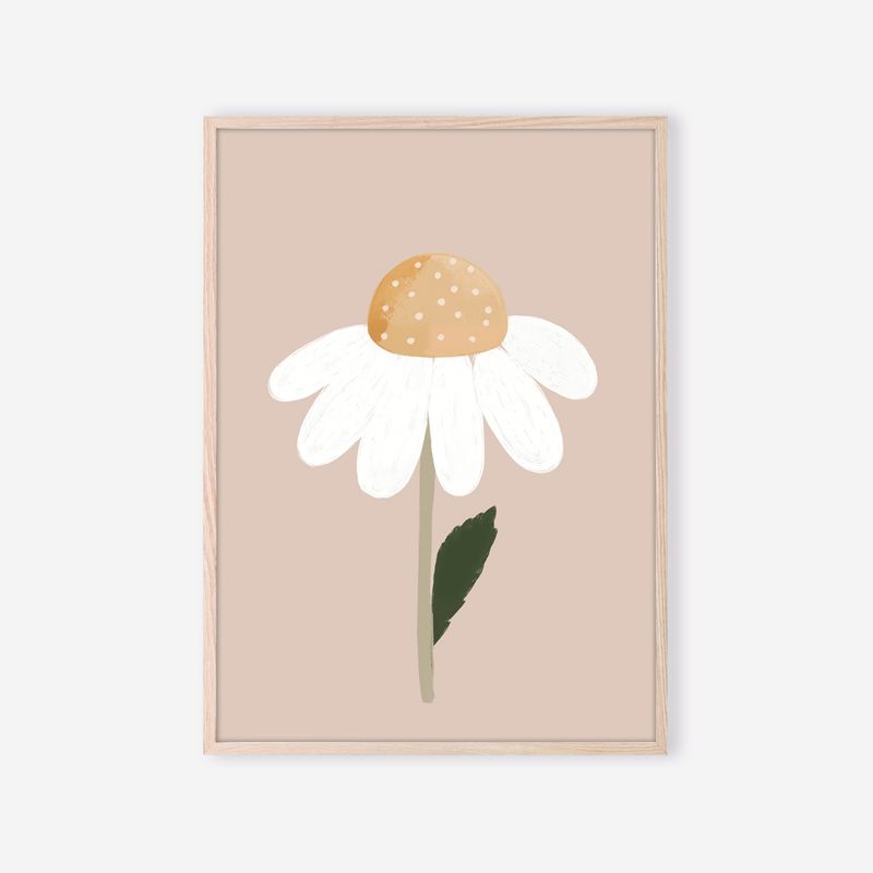Affiche Petite Marguerite encadrée – fleur blanche au cœur jaune miel pour chambre de bébé
