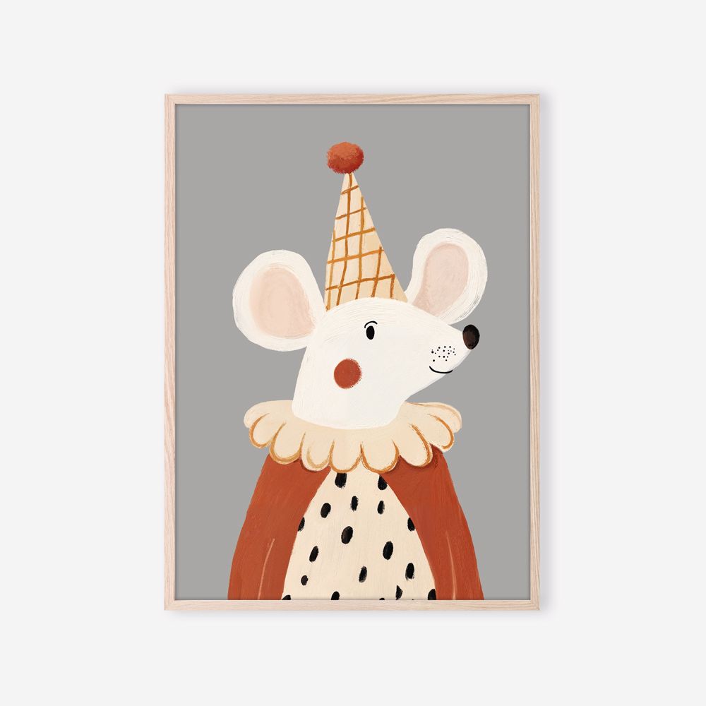 Affiche La Petite Souris Royale encadrée – souris blanche en tenue royale pour chambre de bébé