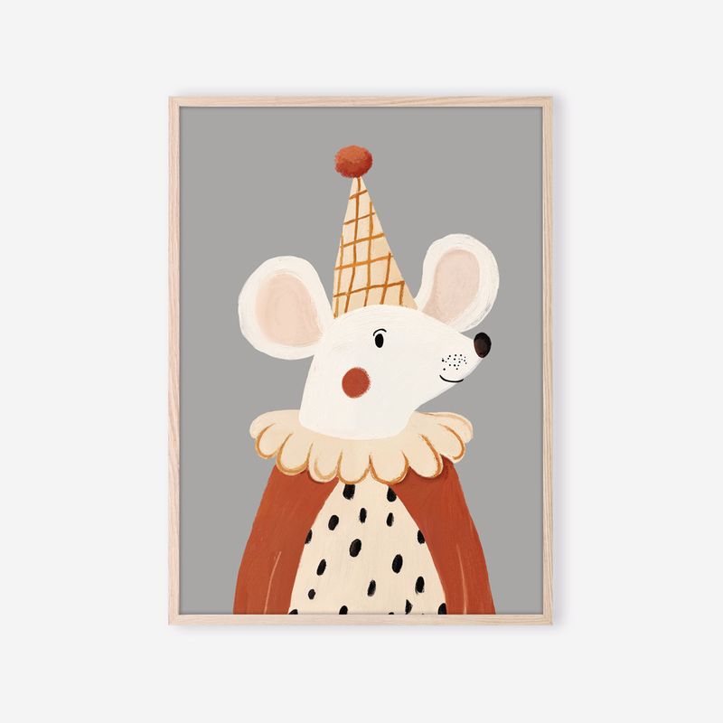 Affiche La Petite Souris Royale encadrée – souris blanche en tenue royale pour chambre de bébé