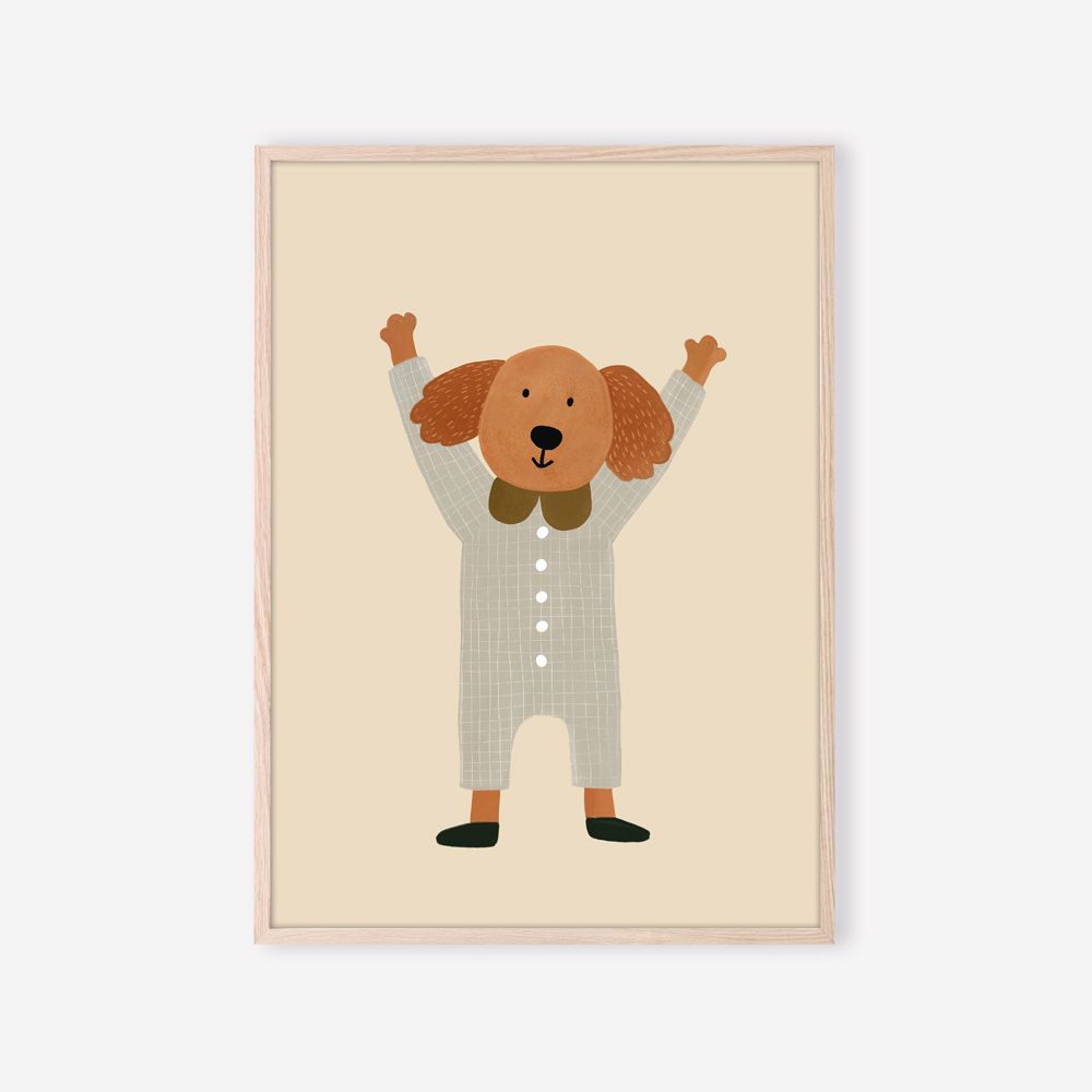 Affiche enfant Le Petit Chien Heureux – illustration joyeuse et douce pour chambre de bébé