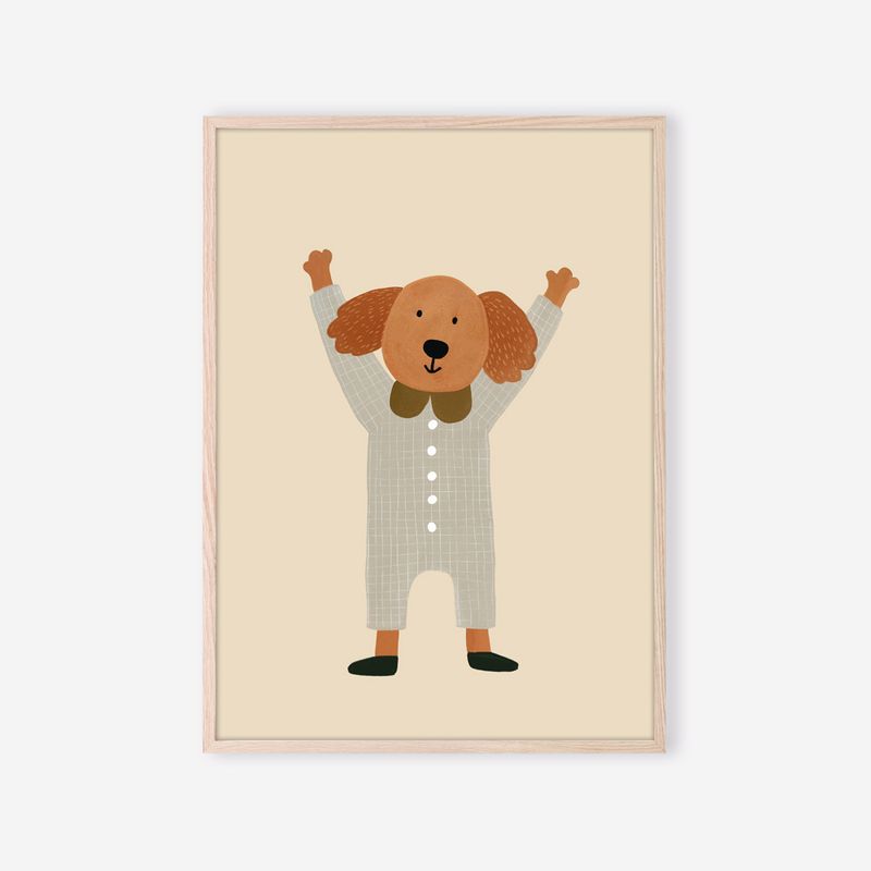 Affiche enfant Le Petit Chien Heureux – illustration joyeuse et douce pour chambre de bébé