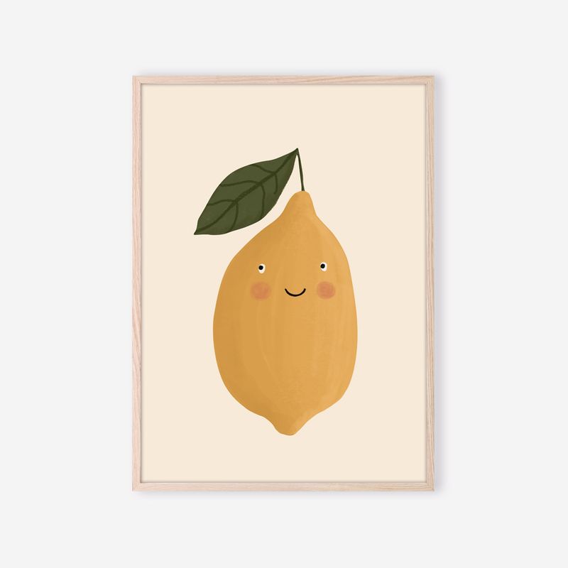 Affiche enfant Citron d’Amour - illustration douce d’un citron souriant pour chambre de bébé