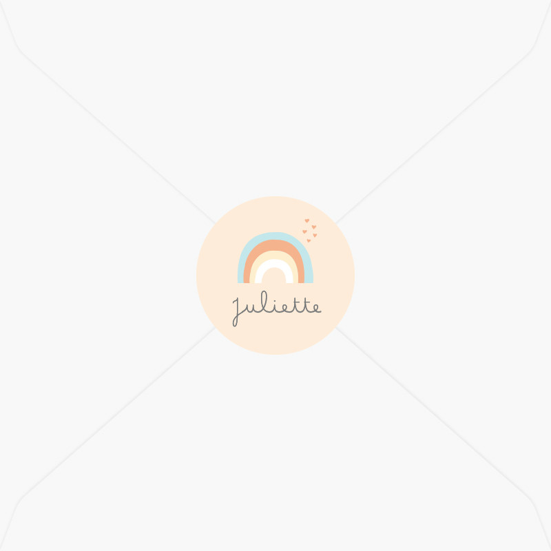 Stickers de naissance arc-en-ciel pour fille, Choisissez votre mise en page: Prénom et date de naissance, Sélectionnez votre coloris: Petites joues