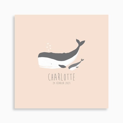 Faire-part de naissance petite baleine et sa mère pour fille