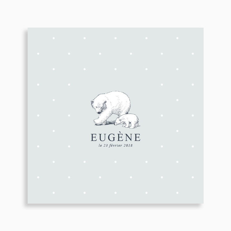 Faire-part de naissance petit ourson blanc avec sa mère