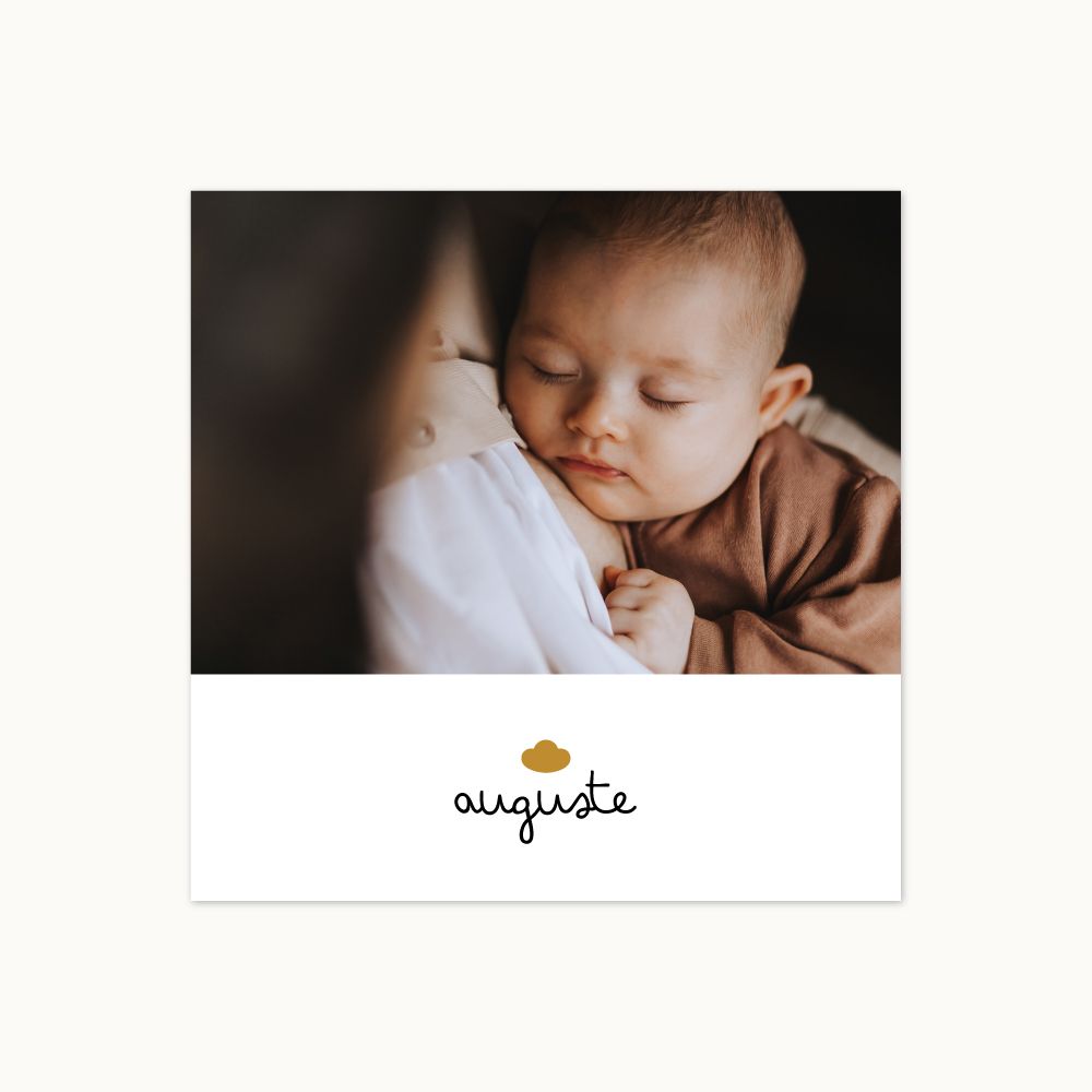 Faire-part de naissance Premier Jour avec photo panoramique et design épuré.