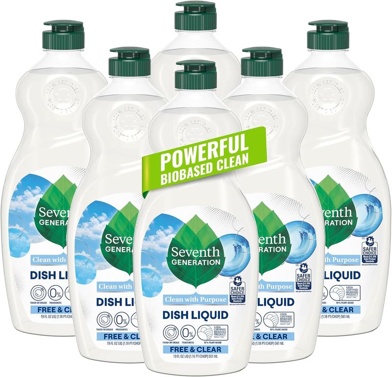 Seventh Generation Dish Liquid Soap Free &amp; Clear liquid soap 1 unidad Dishwashing Soap Dish Soap for sensitive skin 561ml